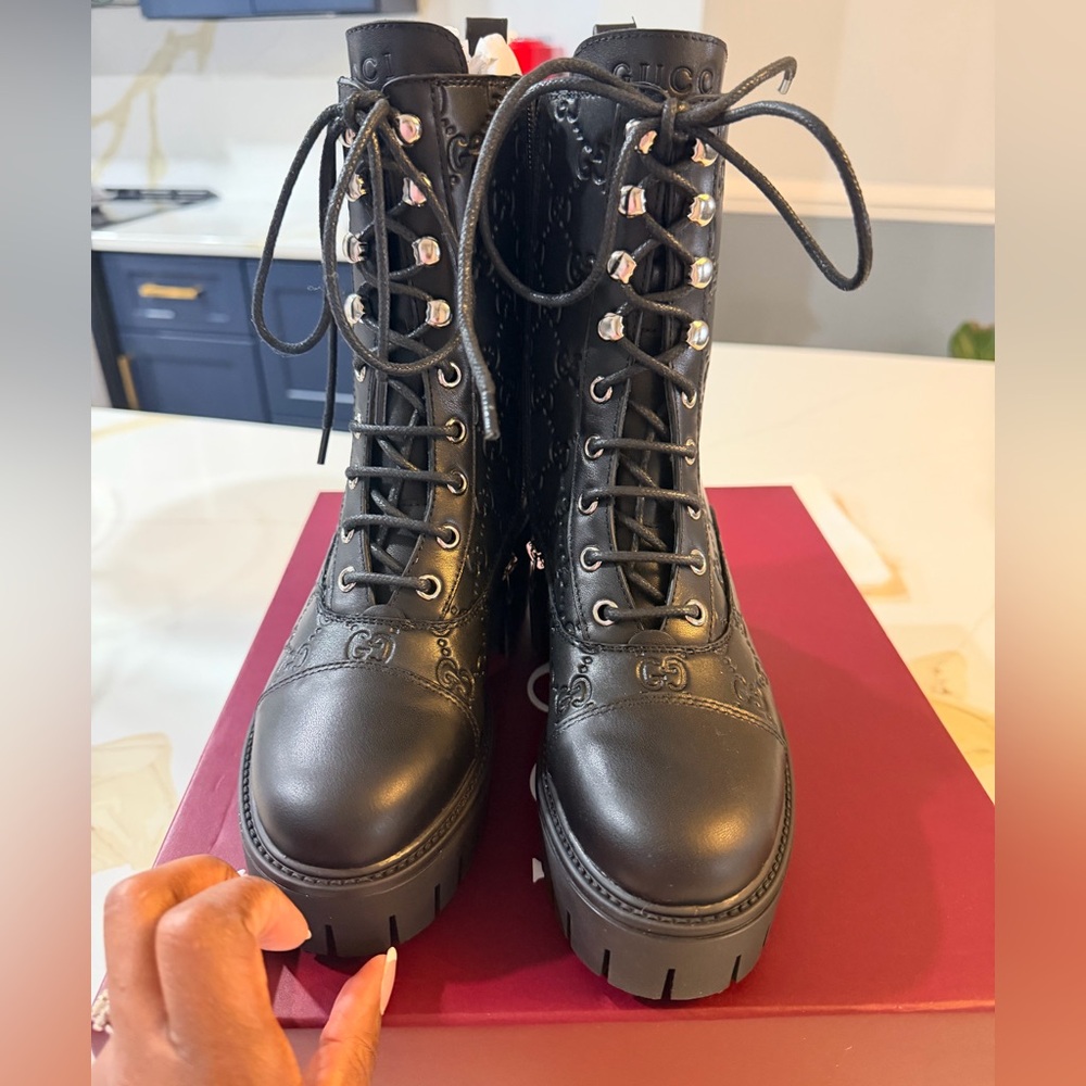 Gucci Black Lace-Up Boots